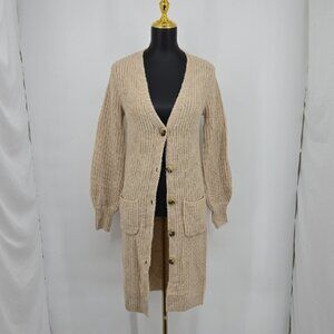 Walmart No Boundaries Women's Beige Long Button Cardigan Sweater Size Small